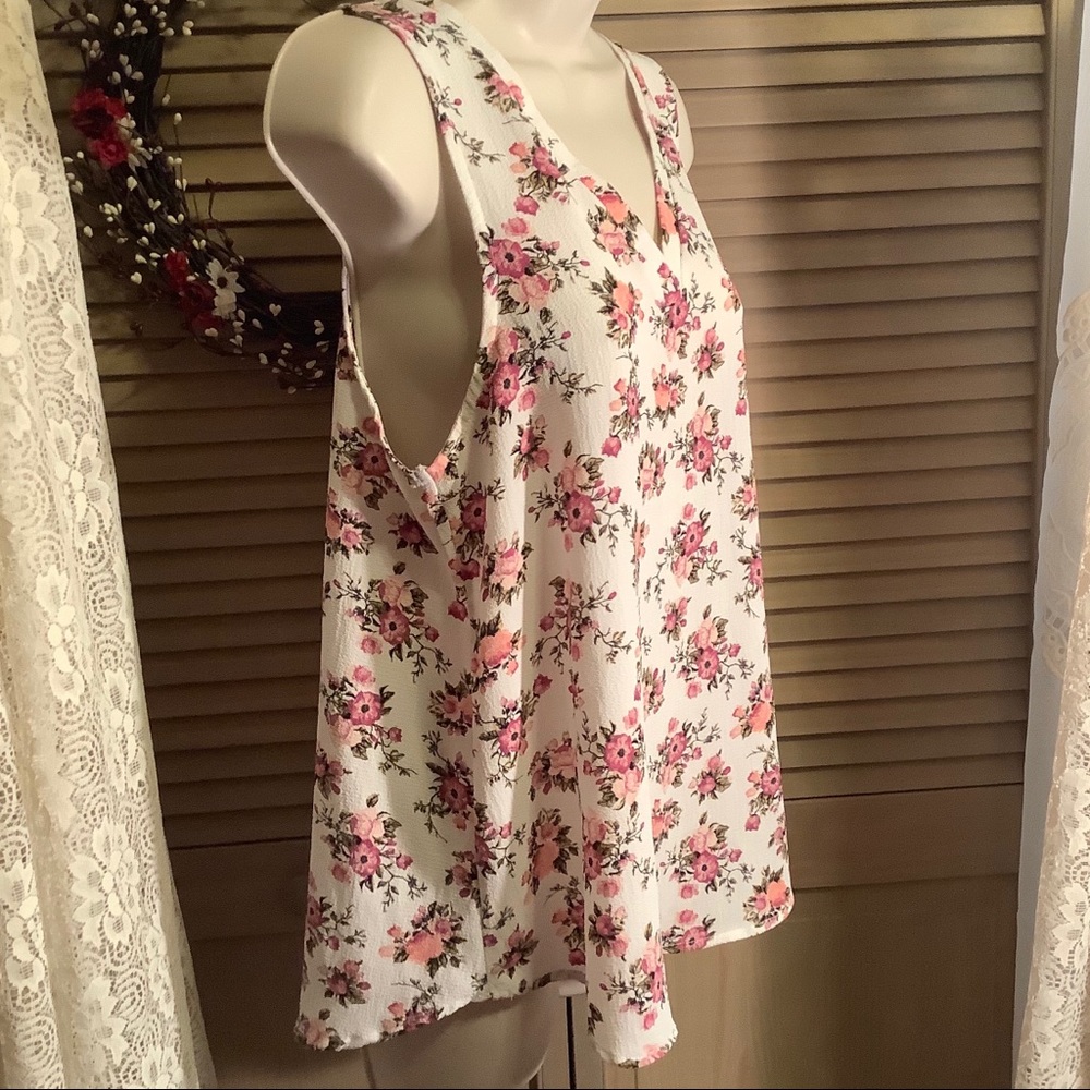 ☀️☀️Grayson Threads lightweight chiffon top tank cross back Large New